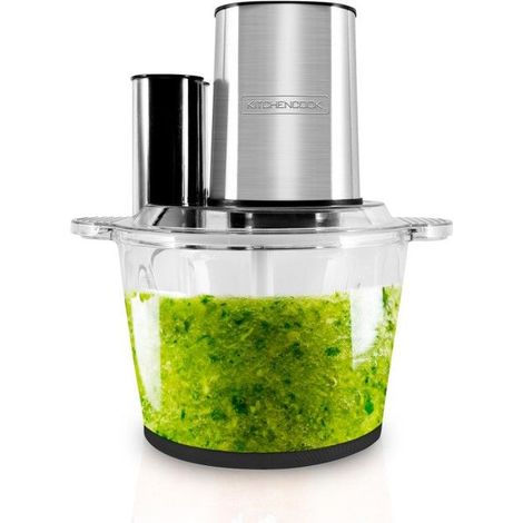 Kitchencook - Hachoir Inox Multifonction 5en1 - 600w - Capacité (3l) - 4 Lames - Fouet - Spatule - Bol Mélangeur En Verre (1/5)