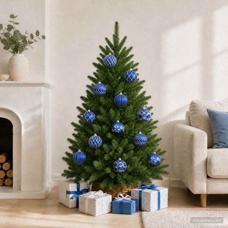 vidaXL Set di palline di Natale XL 12 pz Blu e Bianco 10 cm (1/5)