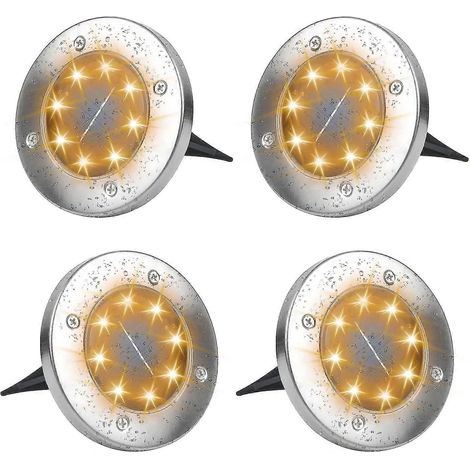 Lot de 4 lampes solaires d'extérieur pour jardin, terrasse, cour et pelouse, avec LED blanc chaud. (1/2)