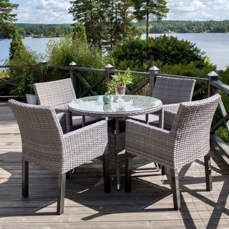 Table de Jardin Ronde "Volta" 90cm Gris (1/2)