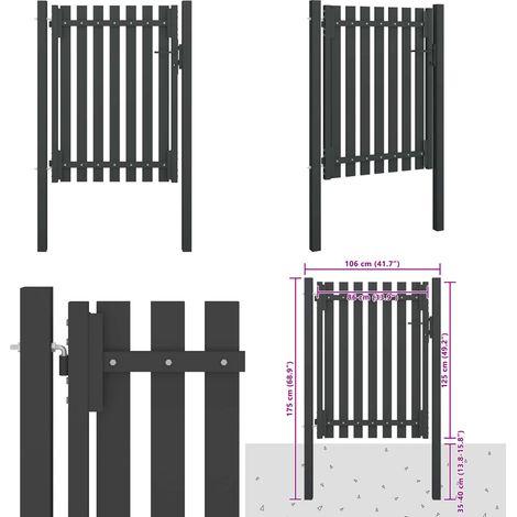 Gartentor Stahl 1x1,7 m Anthrazit - Gartentor - Stahltür - Zaunteil - Einfahrtstor - Absperrgitter - Home & Living