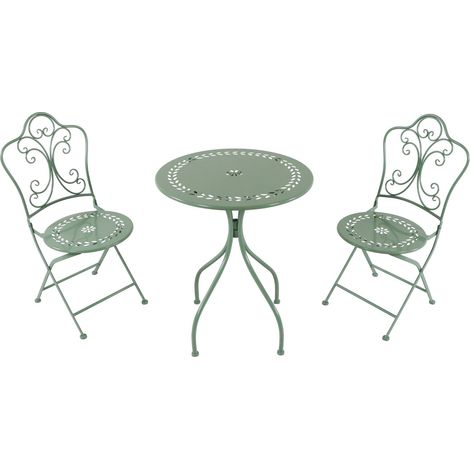 Axi Marilou Table Et Chaise Bistrot, 2 Chaises 1 Table,  Ensemble Bistro Extérieur Vert Pastel, Style Romantique - Salon De Jardin Bistrot, Table Bistrot Mosaique Pour Jardin/Balcon/Terrasse