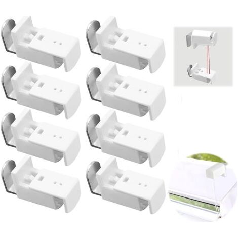 Lot de 8 Supports de Serrage pour Store Plissé sans Percage, Fixation Store sans percage, Support de Fixation Réglable Universel pour Store Tendu sur Tous Types de Fenêtres et Portes, Blanc (1/5)