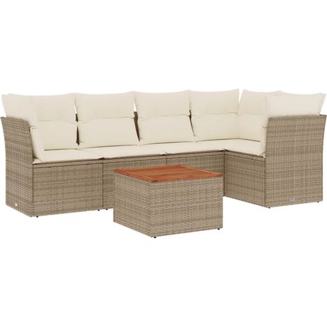 Maison Exclusive - Salon de jardin avec coussins 6 pcs beige résine tressée (1/3)