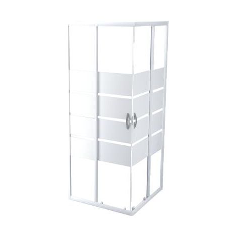 ONDEE - Mampara de baño SHIVA, Mampara de baño corredera acceso angular - Vidrio templado - acabado blanco - 80x190cm