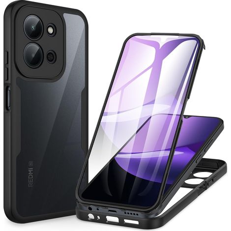 Coque Xiaomi Redmi 15C 4G/5G / POCO C85, Antichoc Housse avec Protection d'écran, 360 Degrés Protégé Téléphone Robuste Double Face Bumper Transparent Case Portable Intégrale Etui - Noir (1/5)