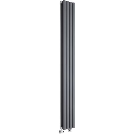 Milano Aruba Anthracite Vertical Column Double Oval Panel Radiator - 1780mm x 236mm (1/5)