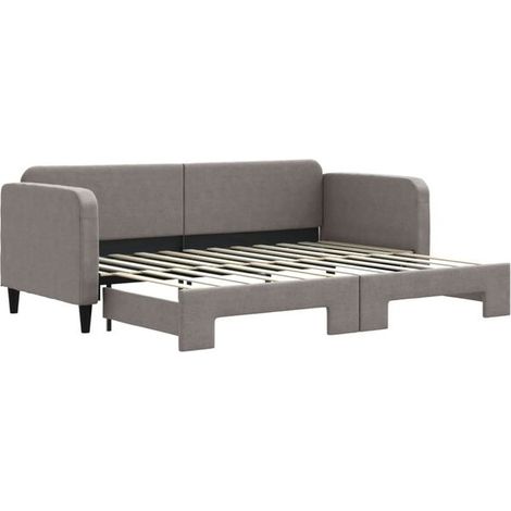 Canapé-lit avec matelas gigogne (matelas non inclus), taupe, 80 x 200 cm (1/5)