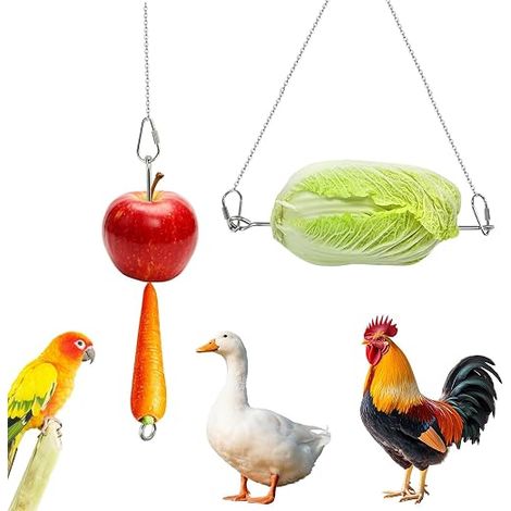Mangeoire Poussin Poules Automatique Suspendue Brochette à Légumes en Acier Inoxydable pour Poulets et Canards comme Accessoire Poulailler (1/5)