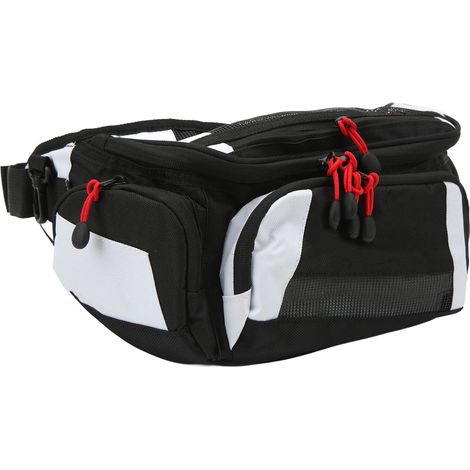Sac banane de moto Oxford réglable, grande capacité, style racing, blanc, pour la course tout-terrain. (1/5)