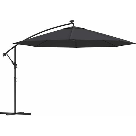 vidaXL Ombrellone a Sbalzo con Palo e Luci a LED Nero 350 cm (1/5)