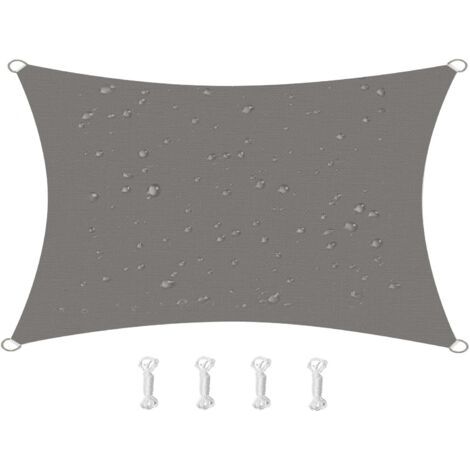 Voile d'ombrage rectangulaire, imperméable, coupe-vent et anti-UV pour patio, jardin, terrasse 2x3m gris (1/5)