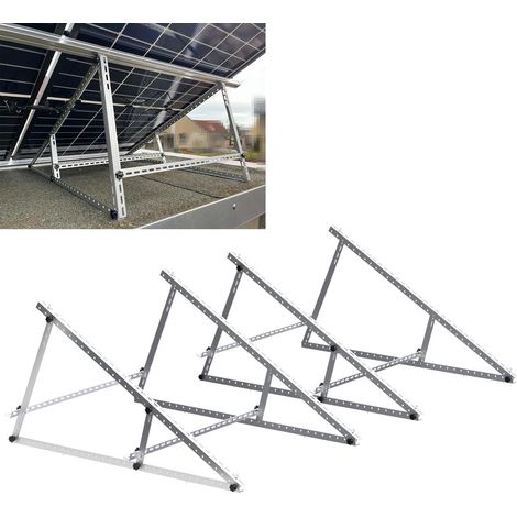 Lot de 2 supports de panneau solaire renforcés de 117,8 cm avec pieds inclinables pliables, 2 ensembles pour 2 à 4 panneaux solaires de 180 W, 200 W, 300 W, 400 W, 500 W, pour toit, camping-car (1/5)