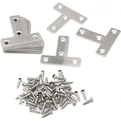 20pcs T-shaped flat corner brace with 4 holes for 90-degree veneer furniture repair, 50mm x 50mm, YMYNY (1/4)