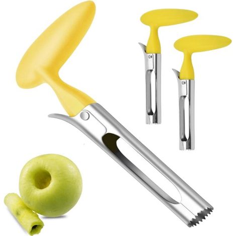Levatorsoli per mele con manico in ABS, lama seghettata in acciaio inox, pratico, facile da usare per rimuovere il torsolo, impugnatura comoda (giallo, 2 pezzi, 18 x 9,7 x 2,5 cm) (1/5)