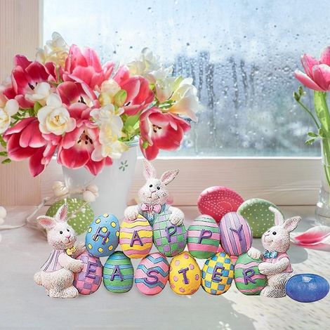 Décoration de Pâques Lapin Printemps, Figurines Mignonnes pour Table Ferme Moderne, Décoration Maison (1/5)