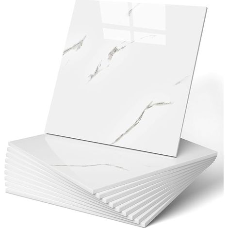 20 x Marble Adhesive Tiles 30 x 30 cm Waterproof for Shower Kitchen Bathroom PVC Wall Panels Cloud White (1/5)