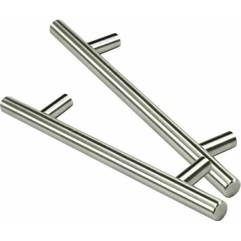 Set 10 Maniglie a T in Acciaio Inossidabile 160 mm per Cucina, Diametro 12 mm, con Viti (1/3)
