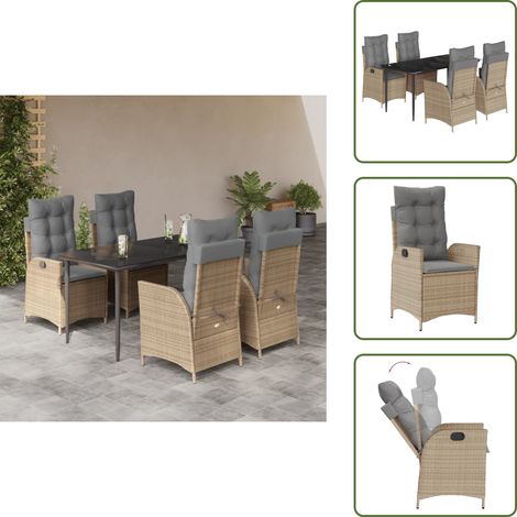 Cuscini da seduta - vidaXL Set da Pranzo da Giardino 5 pz con Cuscini Beige in Polyrattan - Cuscini sfoderabili