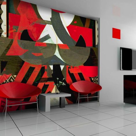Papier peint composition artistique en rouge - 250 x 193 cm (1/4)