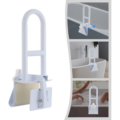 Haltegriff für die Badewanne, geeignet für ältere Menschen, Kohlenstoffstahl, maximale Tragfähigkeit: 136 kg, weiß