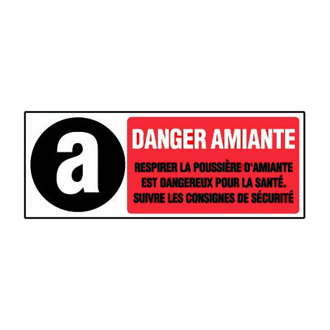 Panneau Danger amiante, respirer la poussière d'amiante est dangereux pour la santé. - Rigide 450x150mm - 4034362