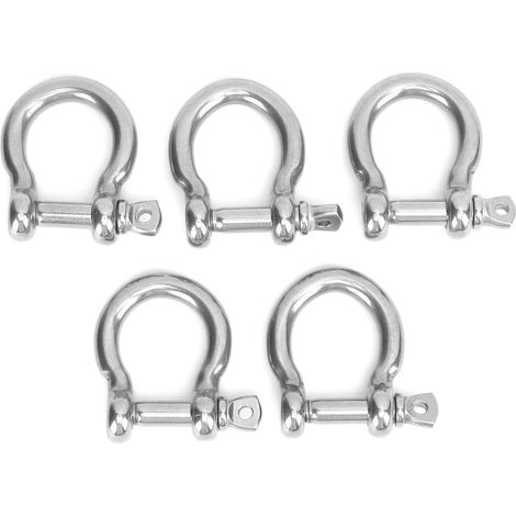Lot de 5 anneaux en D en acier inoxydable, manilles anti-corrosion pour camping randonnée sports extérieurs M8 200 kg de charge (1/5)