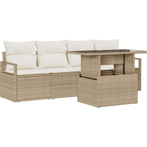 Maison Exclusive - Garten-Sofa-Set mit Speicher 5 pcs Beige Poly