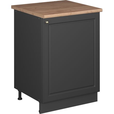 Mobiletto base cucina Fame-Line, Oro-antracite rustico/Antracite, 60 cm 1 anta con piano di lavoro, Vicco (1/5)