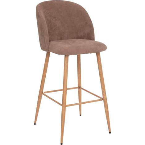 Sedia da bar celeste velluto a coste grigio taupe - Atmosphera créateur d'intérieur