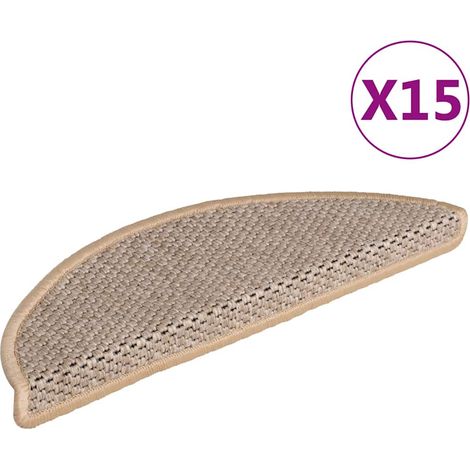 Tapis d'escalier-Moquette d'escalier-Tapis de marches autocollants 15 pcs 56x17x3 cm Beige clair 975915 (1/5)