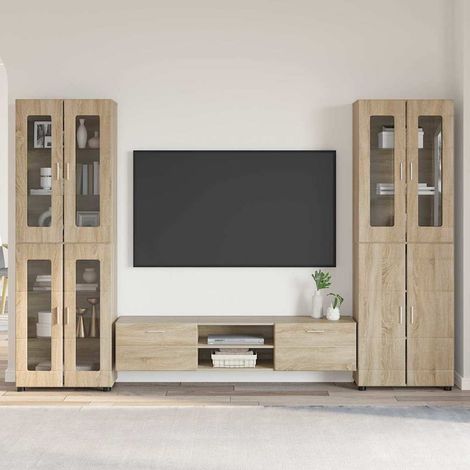 TV-Schrankset mit Regal FLORIN 3 pcs Sonoma-Eiche Holzwerkstoff
