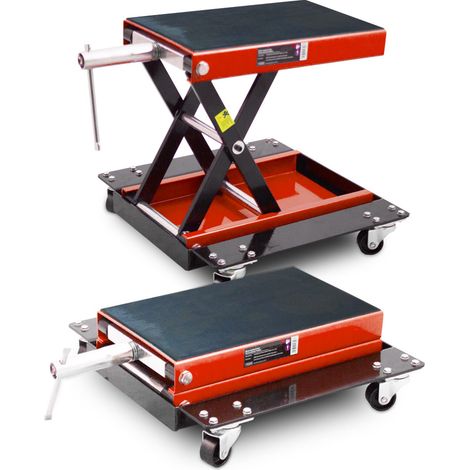 Bituxx Rollbarer Motorrad Heber Hebebühne Montagebock Scherenheber Montageständer Rangierheber Lift bis 500kg Rot