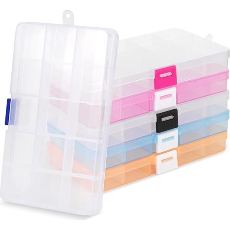 Plastic Storage Box with Adjustable Compartments, Small Storage Box for Jewellery, Beads, Screws, Earrings (1/5)