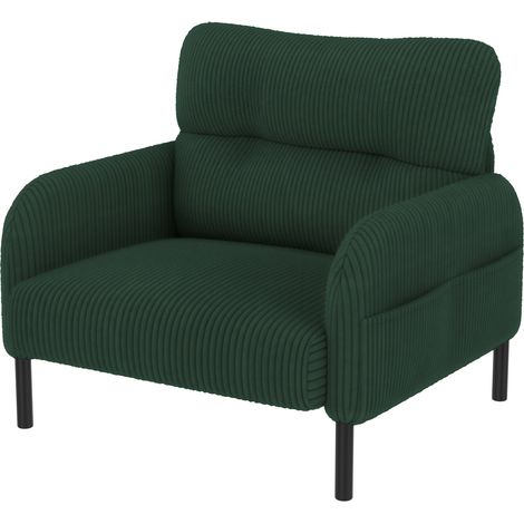 Conjunto de sofá de 3 piezas de pana verde esmeralda con sofá de 2 plazas, sillón y reposapiés (1/5)