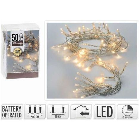 GUIRNALDA 50 LED BATERIA CALIDO TIMER AXS300160