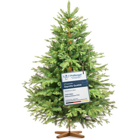 Sapin artificiel 150 cm vert foncé – Forme en cloche – Rameaux en PE pour réalisme – Pied en bois massif – Fabriqué en Europe – Fairytrees
