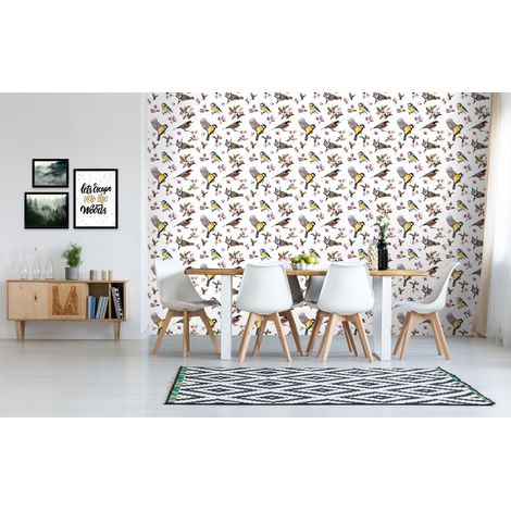 Wallarena Vliestapete Vögel Blumen Blätter, für Wohnzimmer und Schlafzimmer, 10 m x 50 cm – inkl. Kleister & Anleitung (1/5)