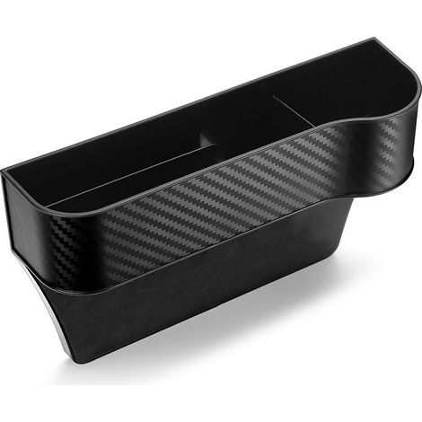 (Noir droit) Organisateur de remplissage d'espace entre les sièges avant de voiture, boîte de rangement et console en plastique de qualité supérieure avec porte-gobelets (1/5)