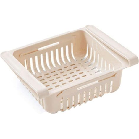 Organisateur de tiroir pour réfrigérateur, séparateur d'étagère, boîte de rangement compartimentée (1 pièce, beige) (1/5)