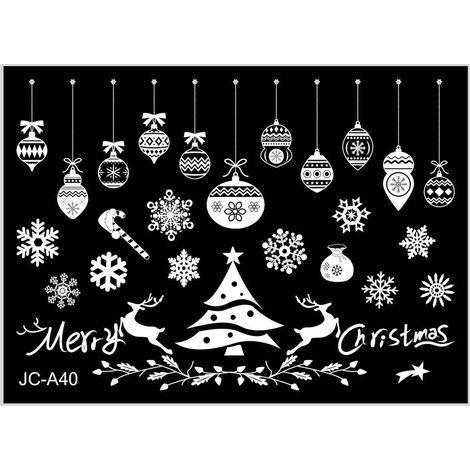 Autocollants de Noël DIY faciles à utiliser, réutilisables, statiques en PVC pour vitres, fenêtres et portes - JC-A40