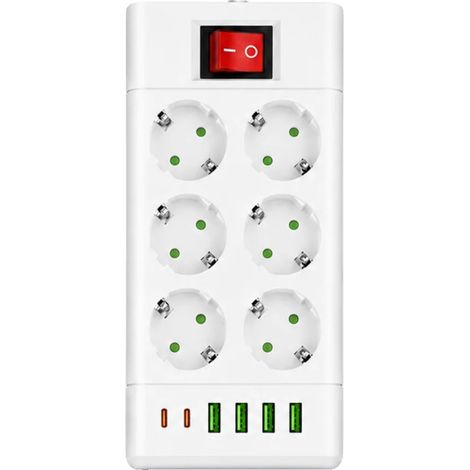 Steckdosenleiste, mehrere Steckdosen, USB-Ladeanschlüsse, 6 Steckdosen (1/2)