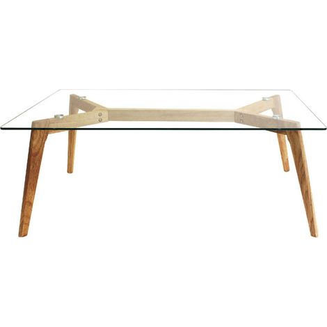 Table Basse Verre & Bois "Polax" 110cm Transparent (1/4)