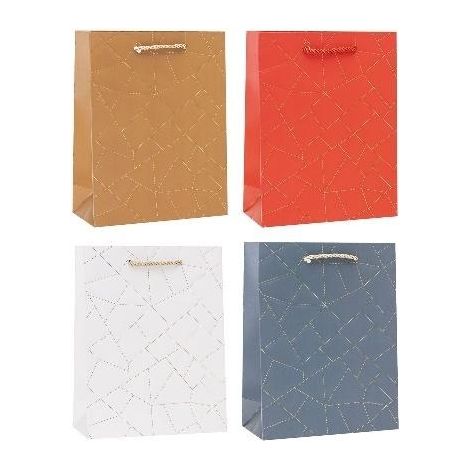 Borsa decorativa 26x32x10cm con stampa a caldo e motivo a rosette miste