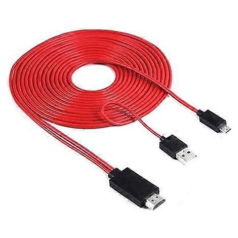 Câble adaptateur micro USB vers TV (rouge) pour connecter les téléphones portables. (1/5)