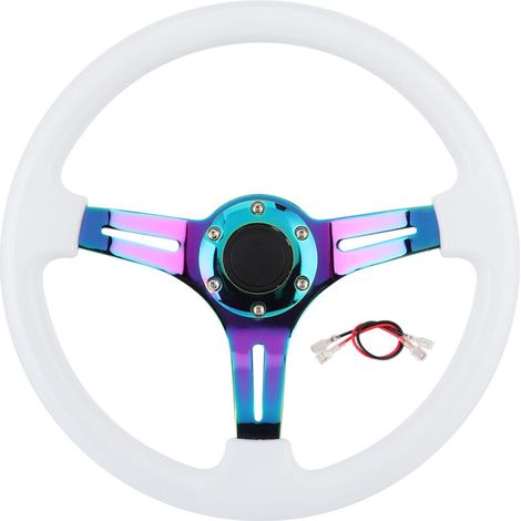 14-inch steering wheel, 6-hole racing bearing in colourful drift style, abs and steel, universal fit for most vehicles, 350 mm with adapters (1/5)