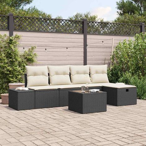 Sofa Set mit Kissen 6 pcs Poly-Rattan vidaXL (1/5)