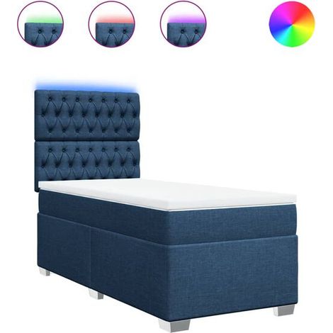 Cadre de lit en tissu, matelas inclus, bleu, 80 x 200 cm (1/5)