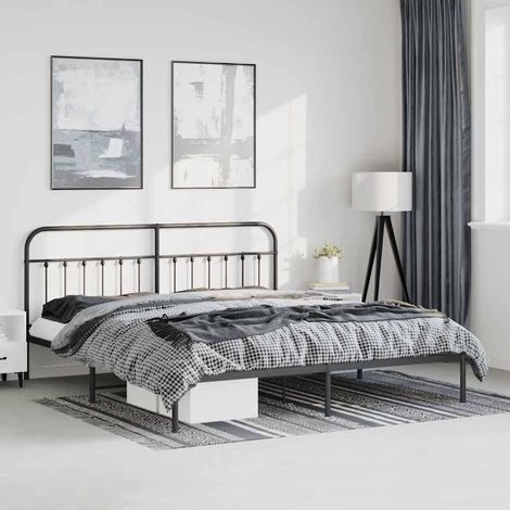 Bed Frame Black Steel Double Durable Bed Frame Rectangular vidaXL (1/5)