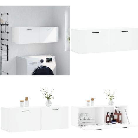 Mobile a Parete Bianco 100x36,5x35 cm in Legno Multistrato - Mobile a parete - Armadio a parete